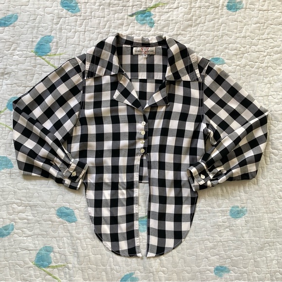 Vintage 80s Plaid Cowgirl Tie Up Blouse 🐮 - Picture 2 of 7